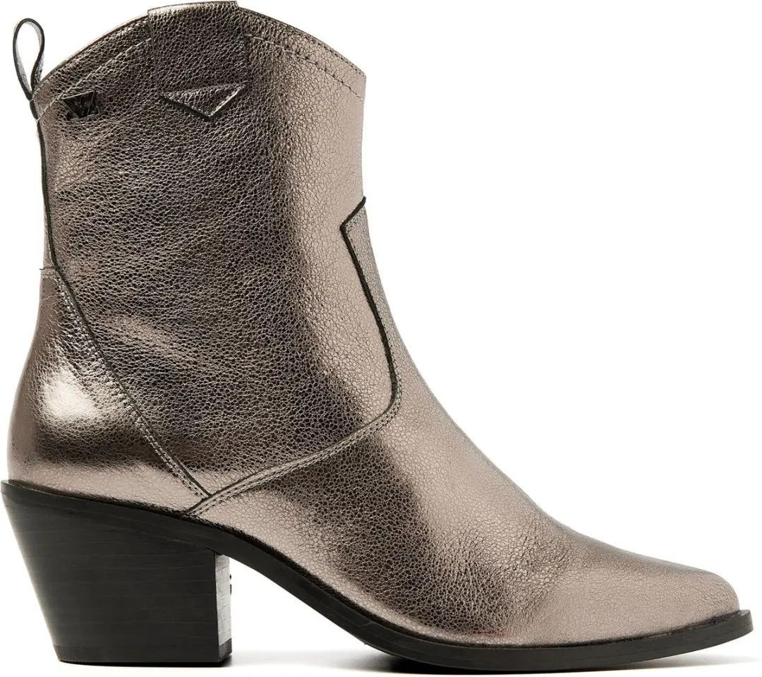 Lazamani Ambre Dames Enkellaarsjes Leer Pewter Maat 36