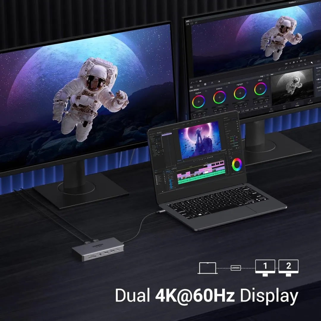 UGREEN Revodok USB-C Dockingstation - Dual HDMI 4K@60Hz - Grijs