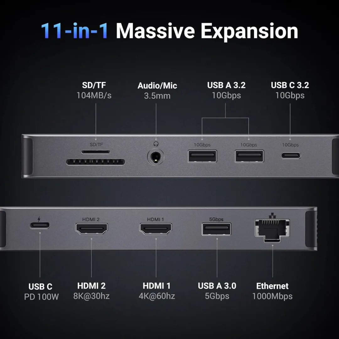 UGREEN Revodok USB-C Dockingstation - Dual HDMI 4K@60Hz - Grijs