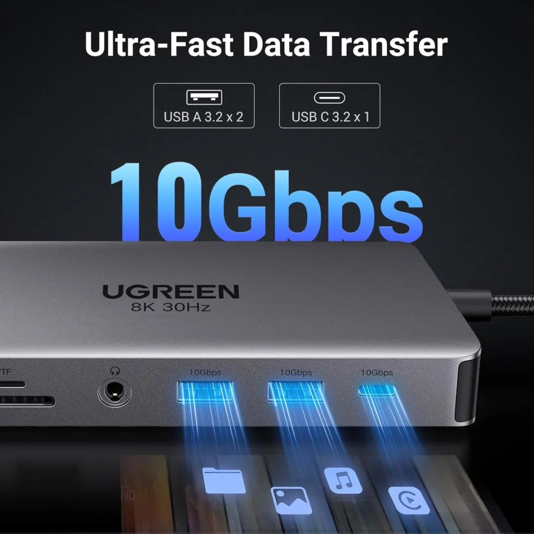 UGREEN Revodok USB-C Dockingstation - Dual HDMI 4K@60Hz - Grijs