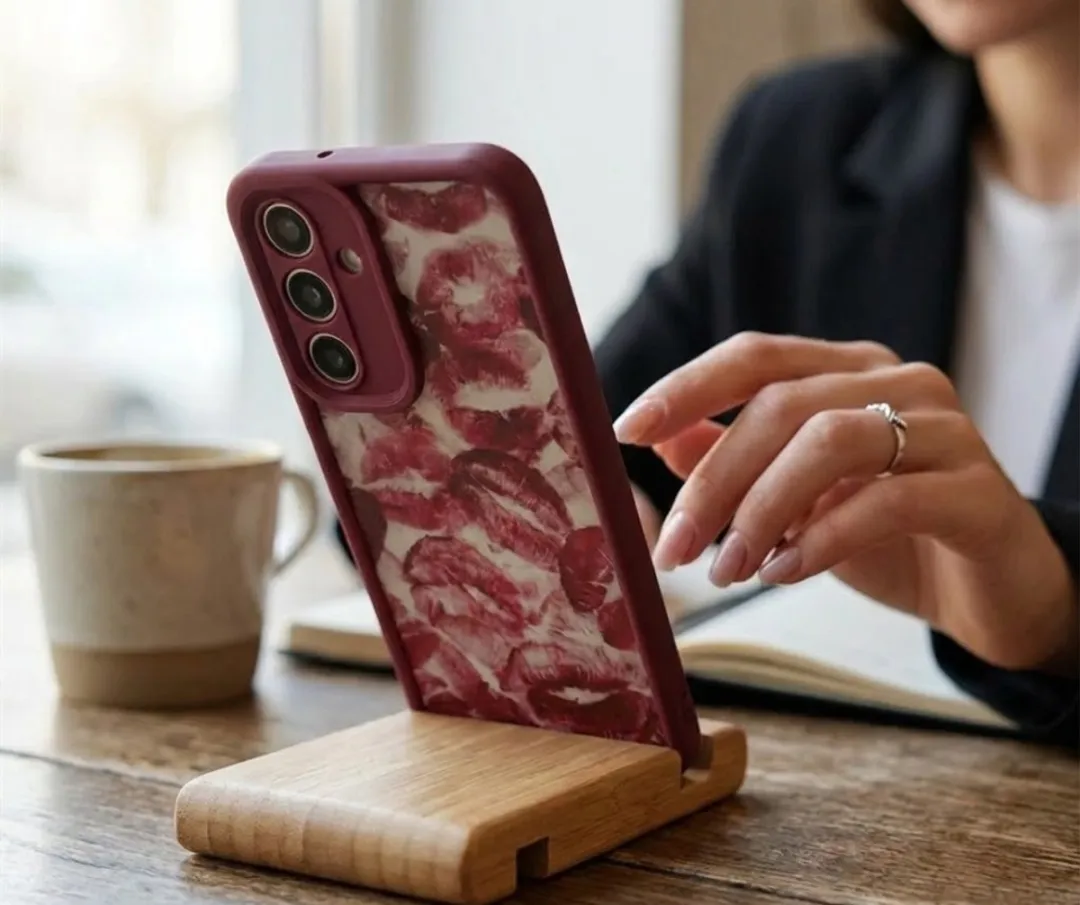 NuveX Samsung Galaxy S25 Plus Hoesje - Bordeaux Rood - Lippenprint
