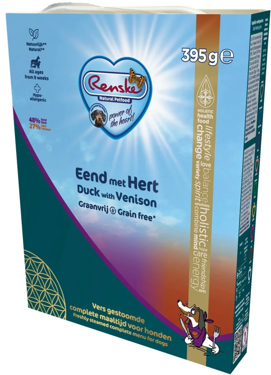 Renske Vers Gestoomd Hondenvoer Nat Eend & Hert Graanvrij 395g
