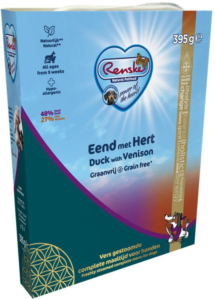 Renske Vers Gestoomd Hondenvoer Nat Eend & Hert Graanvrij 395g