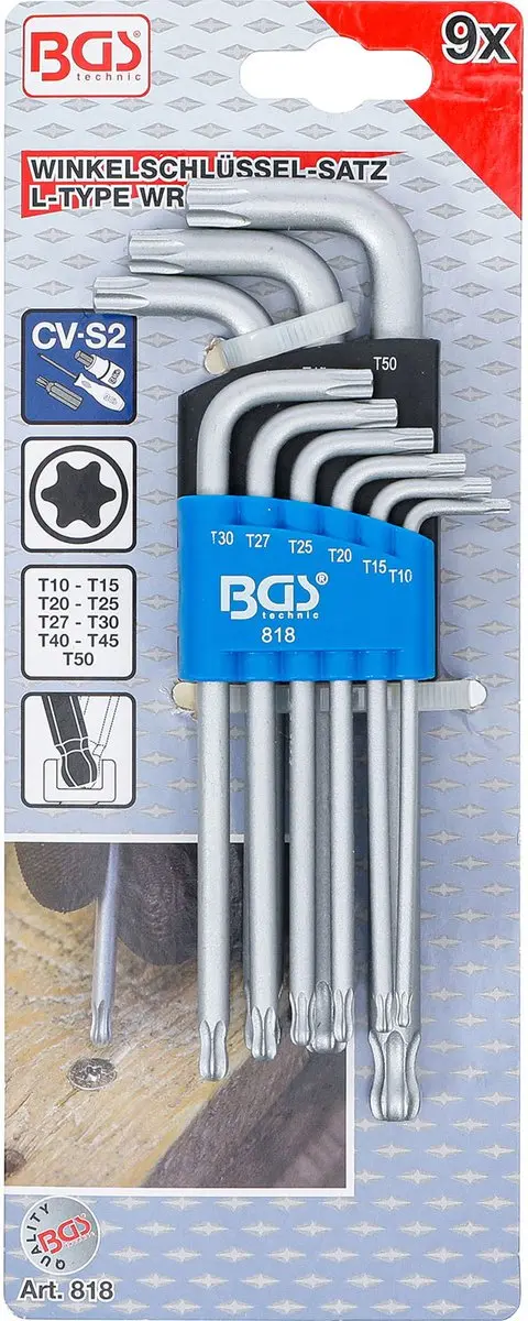 BGS technic 818 Torx Stiftsleutelset met Kogelkop T10-T50 - 9 delig - afbeelding 5 van 6