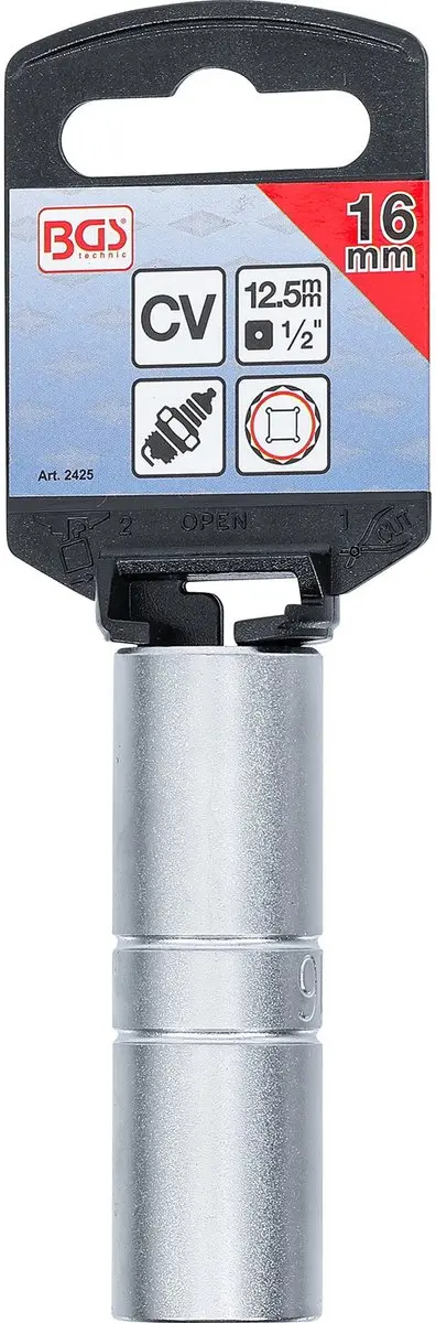 BGS 2425 Bougie Dopsleutel 16 mm - Dunne Wand - 1/2" - afbeelding 2 van 4