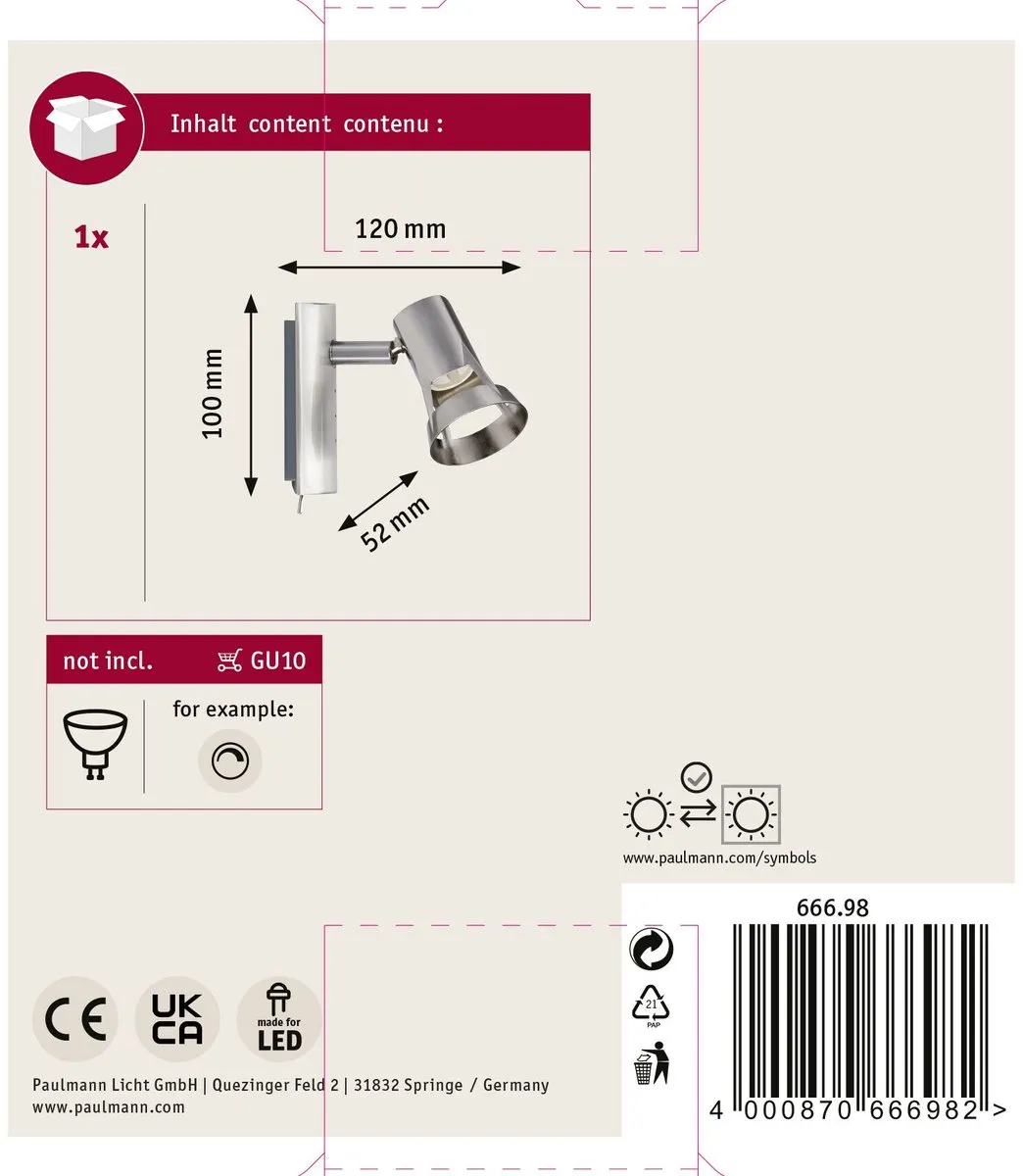 Paulmann Teja Spotlight GU10 10W - Nikkel gesatineerd - afbeelding 6 van 6