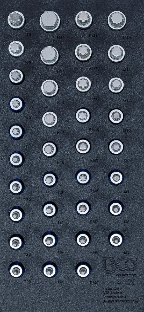 BGS technic 4120 Dopsleutelbitset 36-delig - 1/2 inch - Blauw/Zilver/Zwart - afbeelding 2 van 3
