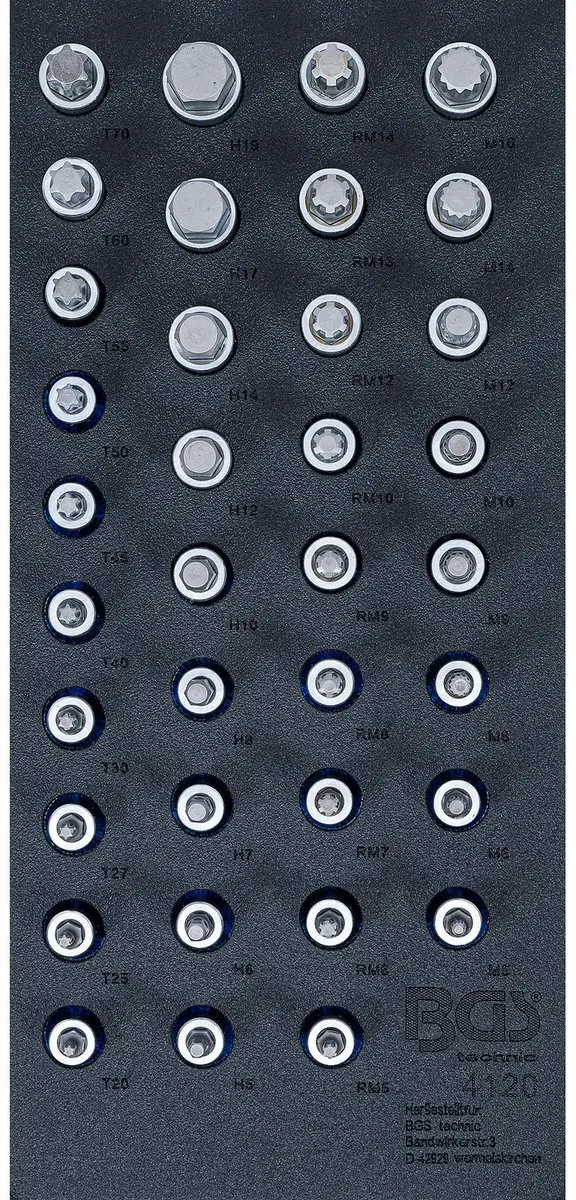 BGS technic 4120 Dopsleutelbitset 36-delig - 1/2 inch - Blauw/Zilver/Zwart - afbeelding 3 van 3