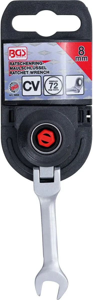 BGS Ratelringsleutel kort buigbaar 8 mm - 6908 - afbeelding 2 van 2