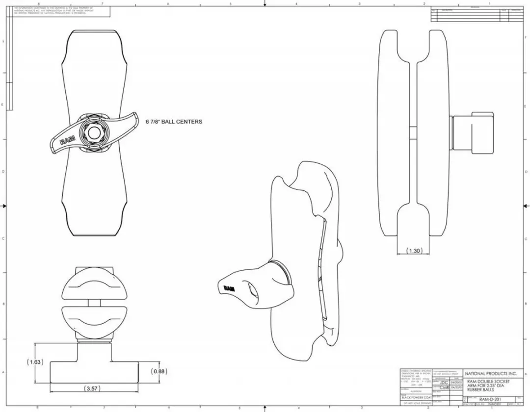 RAM Mounts RAM-D-101U-2461 Dubbele Bal Montage - Zwart - afbeelding 6 van 6