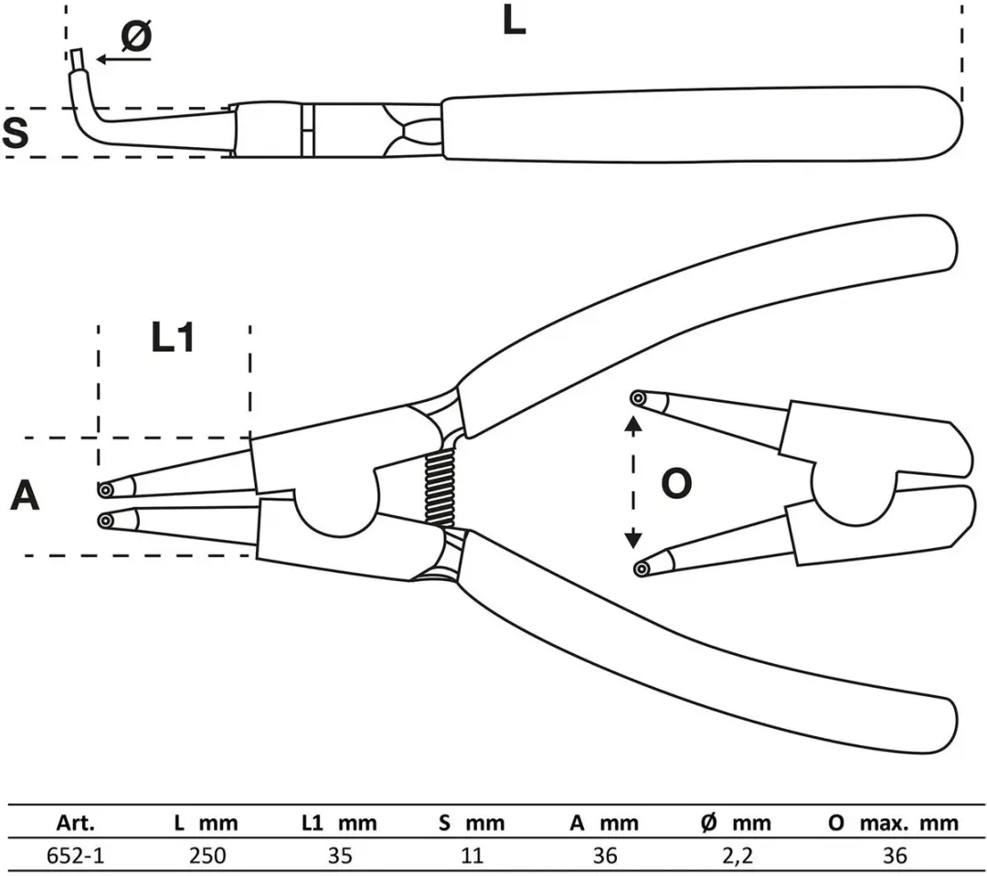 BGS technic 652-1 Borgringtang gebogen - 250mm - afbeelding 4 van 6