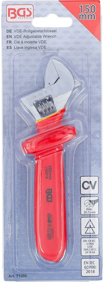 BGS technic 71096 Verstelbare VDE moersleutel - max. 20,5 mm - afbeelding 3 van 6