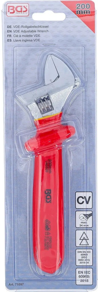 BGS technic 71097 Verstelbare VDE moersleutel - max. 34 mm - afbeelding 3 van 6