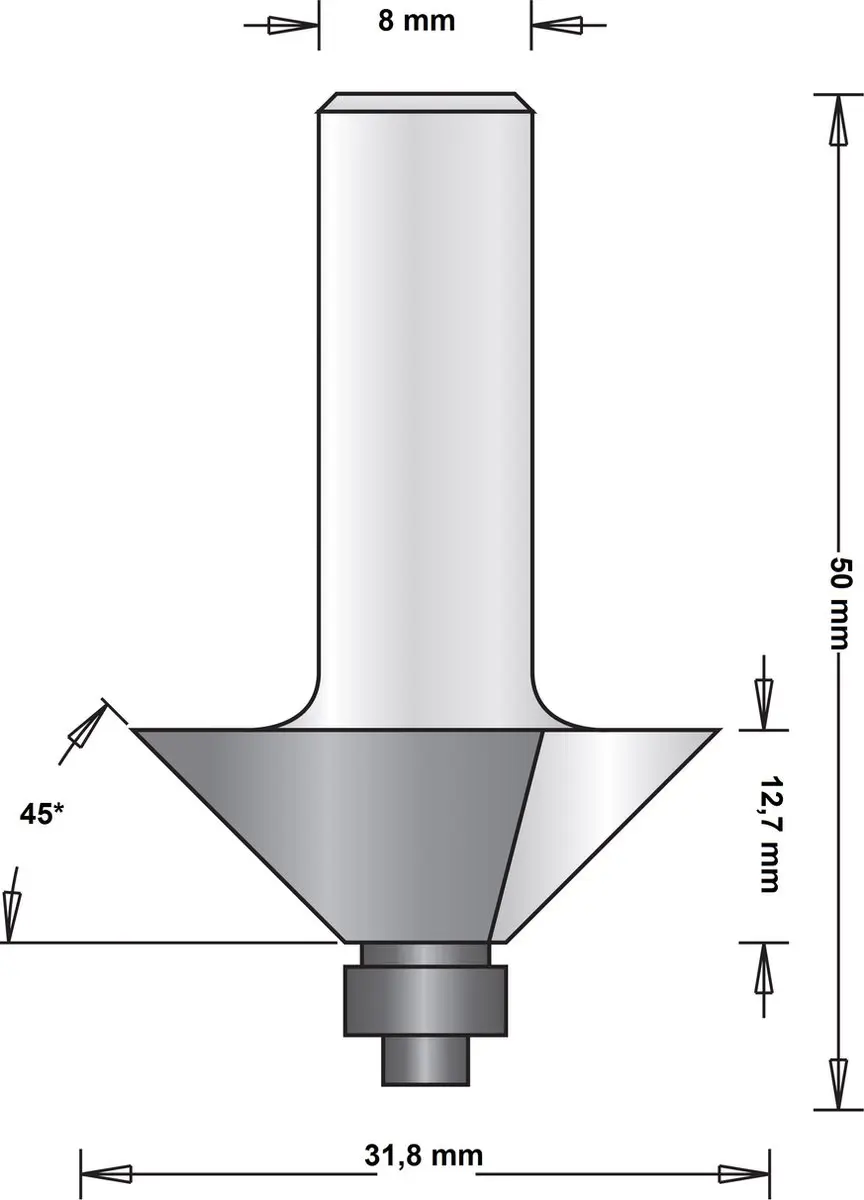 Hitachi 8 mm hoekfrees met onderlager 31.8 x 50 x 45mm
