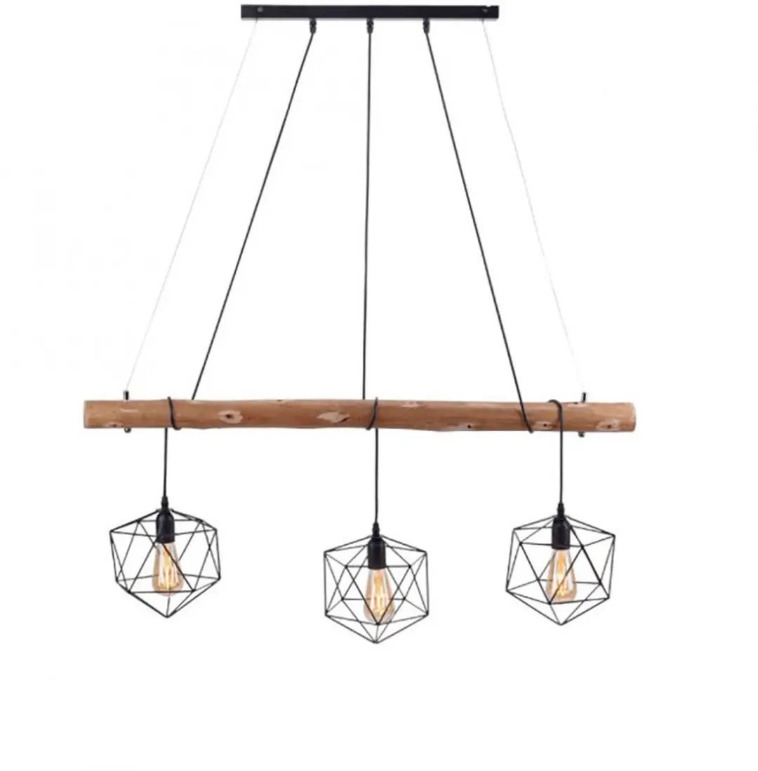 Hanglamp Pendel eettafellamp Woonkamerlamp Plafondlamp, metaal zwart hout bruin