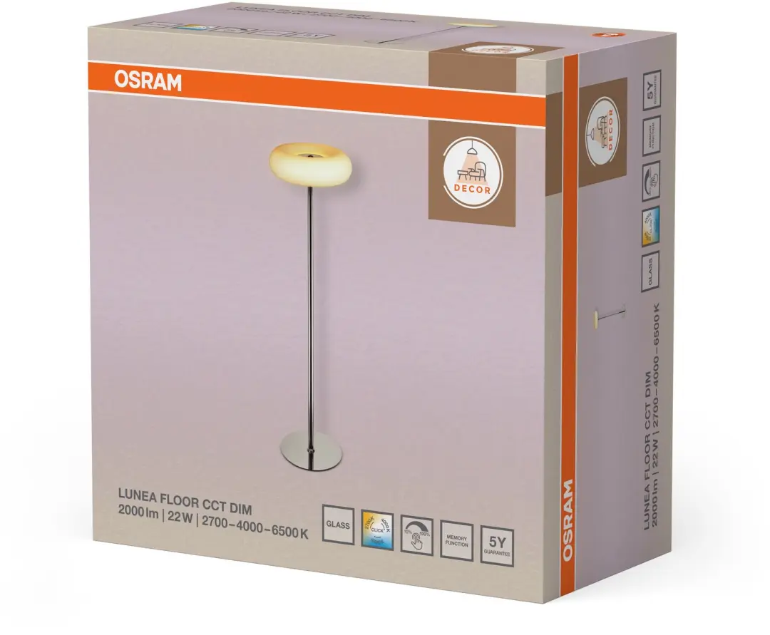 OSRAM Decor Lunea LED Vloerlamp 22W - Wit - afbeelding 3 van 4