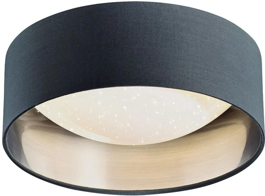 LED plafondlamp ster effect woonkamer lamp textiel kap grijs zilver modern, wit