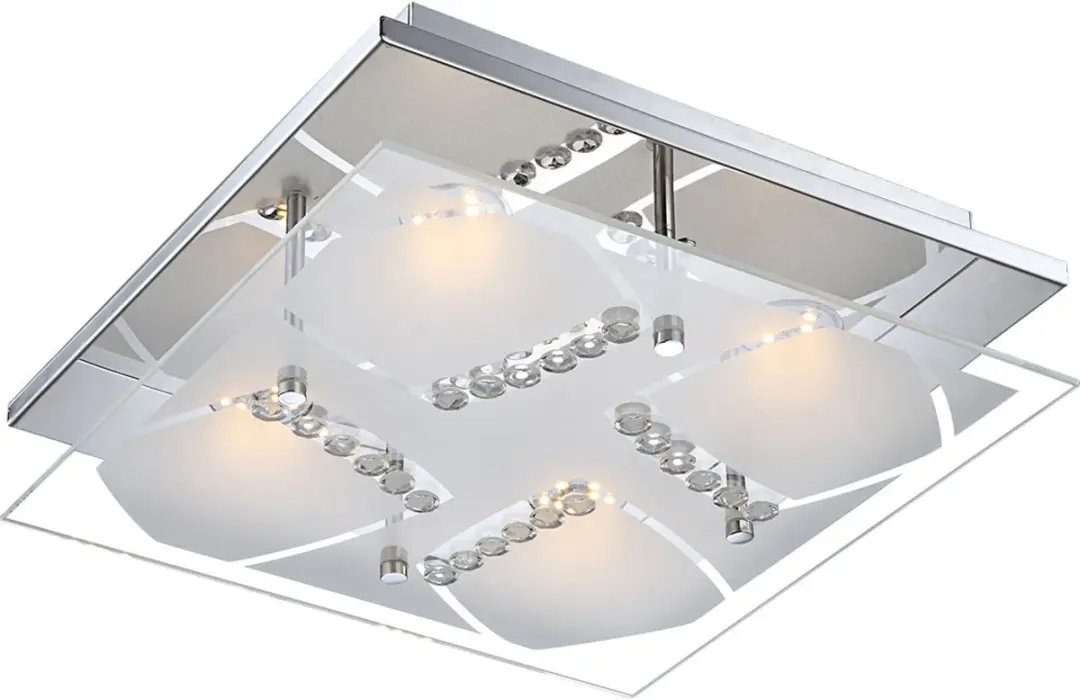 Plafondlamp Kristallen lamp Woonkamerlamp, chroomglas kristallen helder, LED 4W