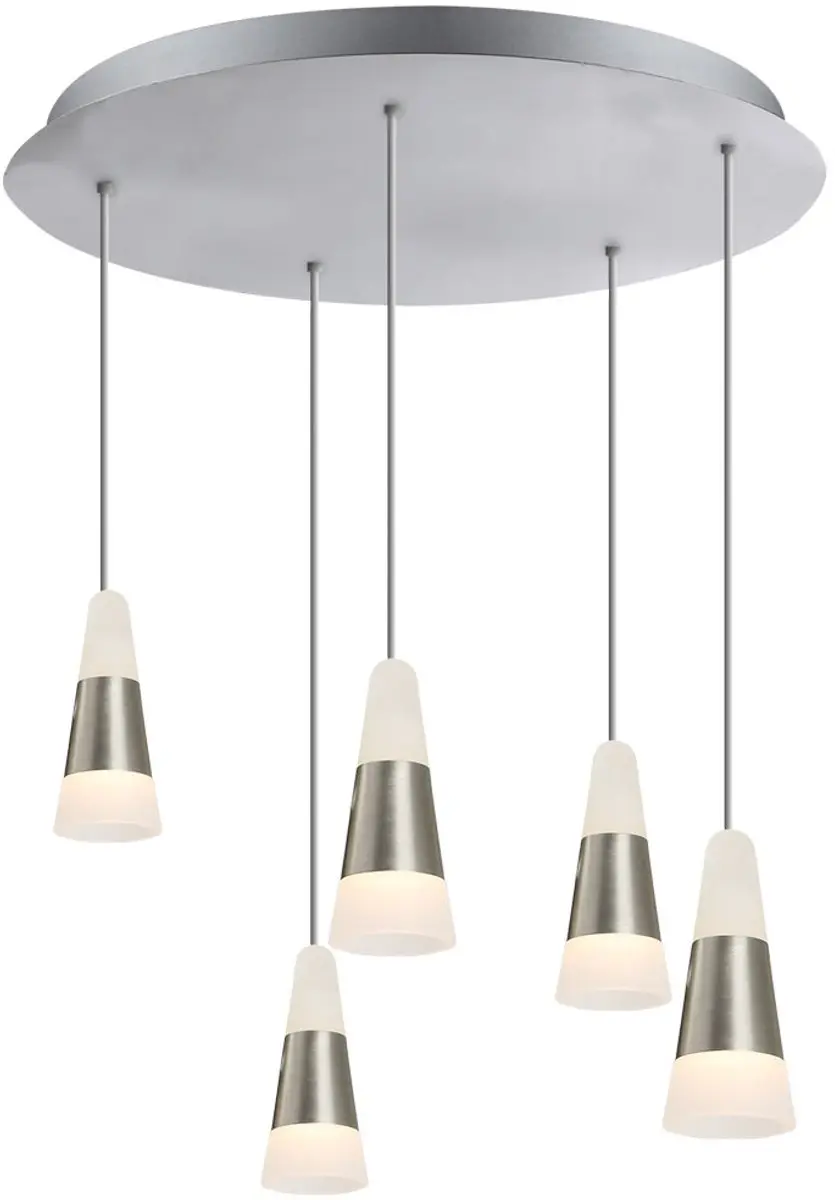 Hanglamp eetkamer eettafel gesatineerd plafondlamp hangend, metaal, 5x LED 5W 30