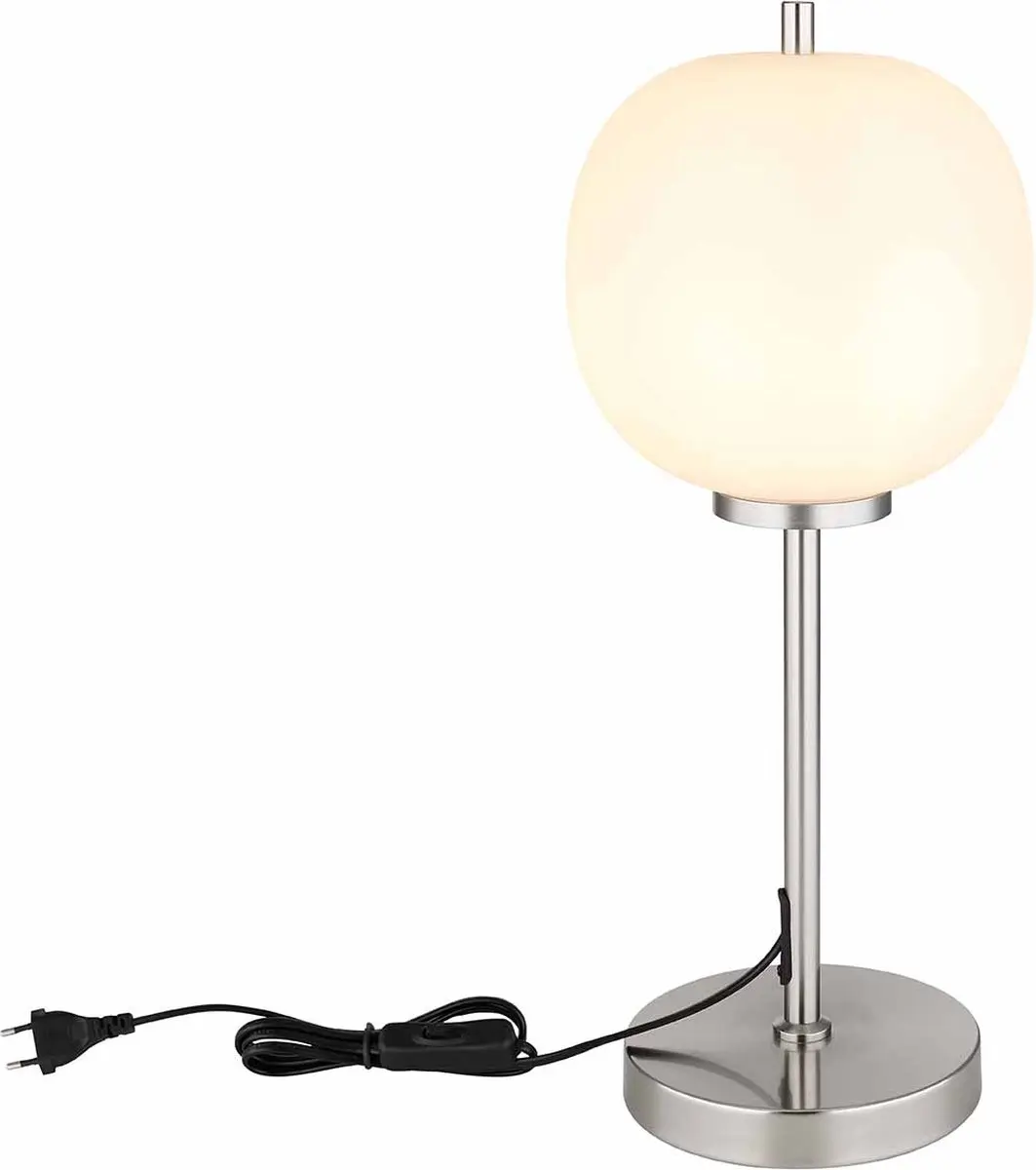 Globo Zwartje I Tafellamp - E14 - Ø19cm - Staal wit - afbeelding 2 van 6