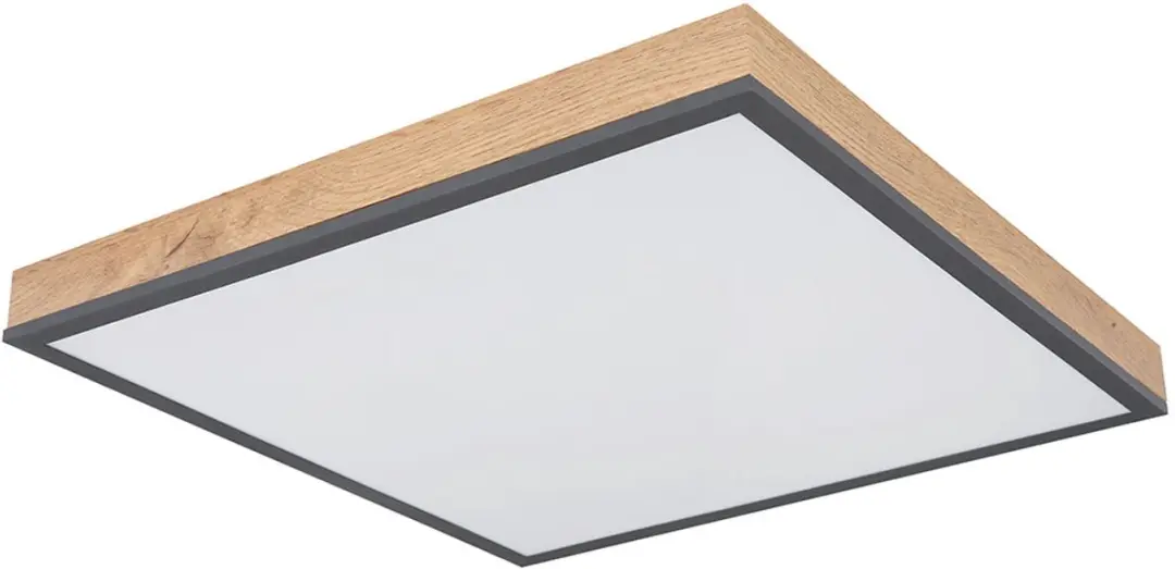 Plafondlamp LED plafondpaneel kantoorlamp plafond houtlook grafiet, ALU MDF, 24W