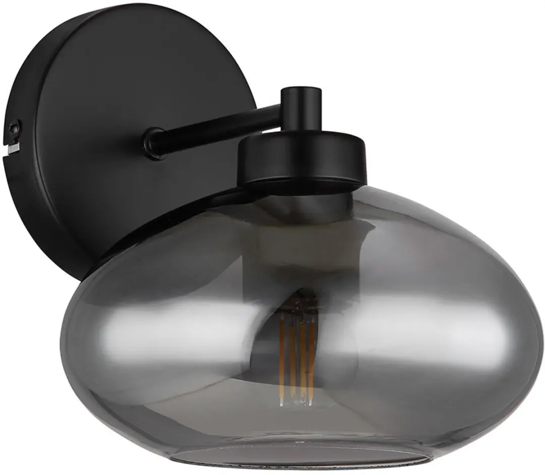 Wandlamp Wandlamp Hallamp Slaapkamerlamp Woonkamerlamp, metaal zwart glas gerook