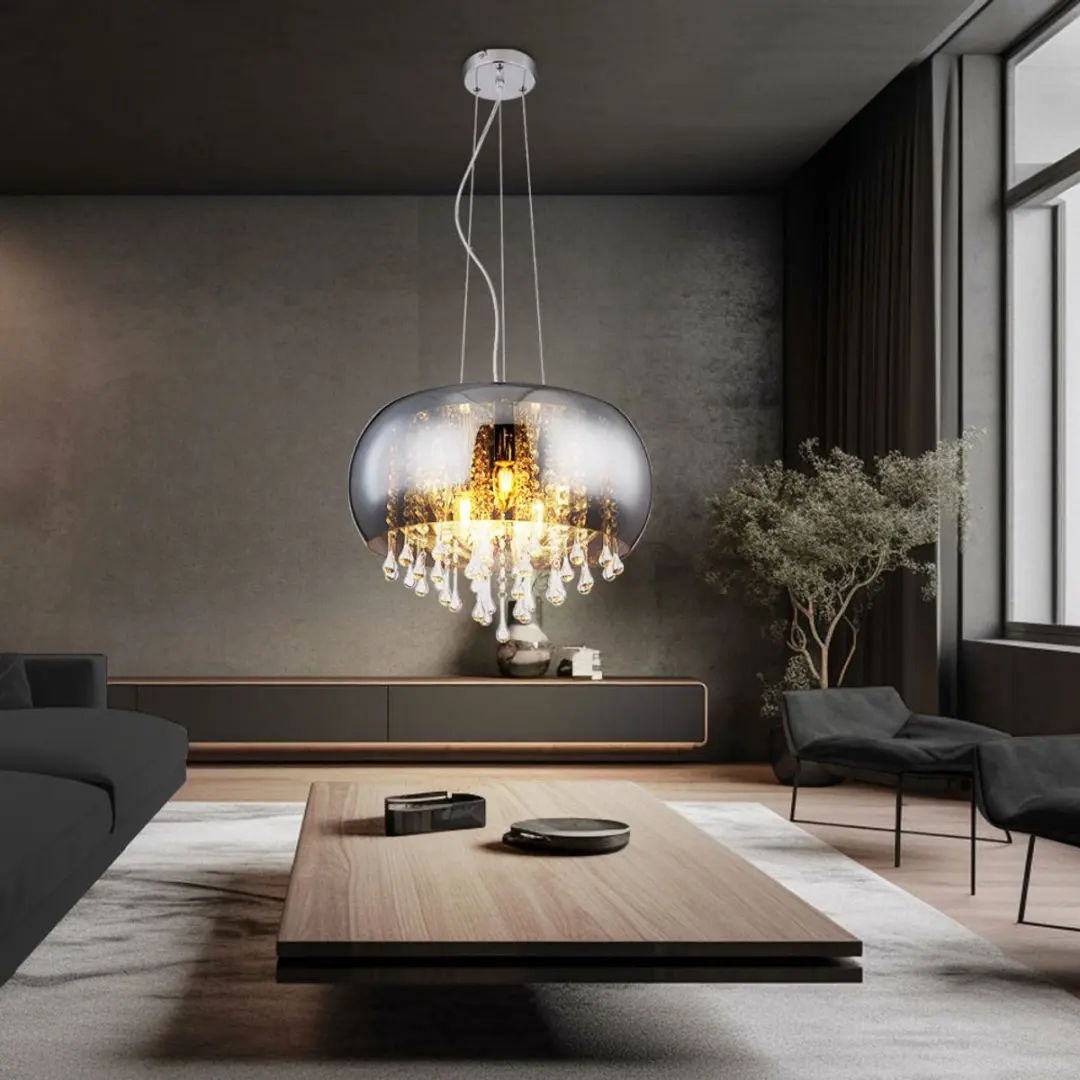 Hanglamp hanglamp kristallen lamp eetkamerlamp, 5 vlammen, glaskristallen helder