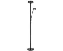 Vloerlamp LED uplighter Flexo woonkamer vloerlamp dimmer met leeslamp, metaal zw