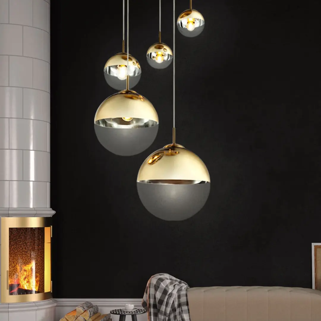 Hanglamp eetkamer hanglamp goud 5 vlammen woonkamerlamp loftlamp, gedeeltelijk g