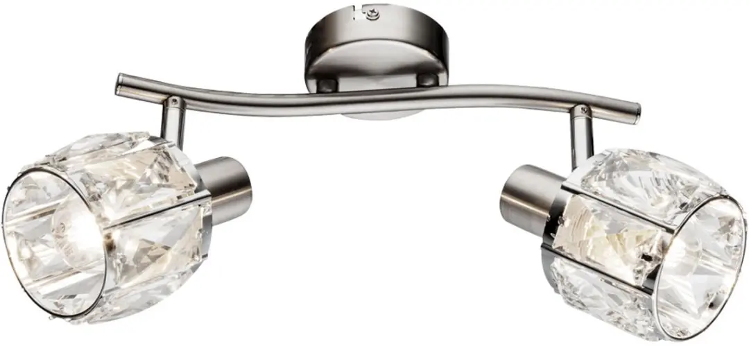 Plafondlamp Spotlamp Woonkamerlamp, 2 vlammen Spots beweegbaar, chroom mat glaze