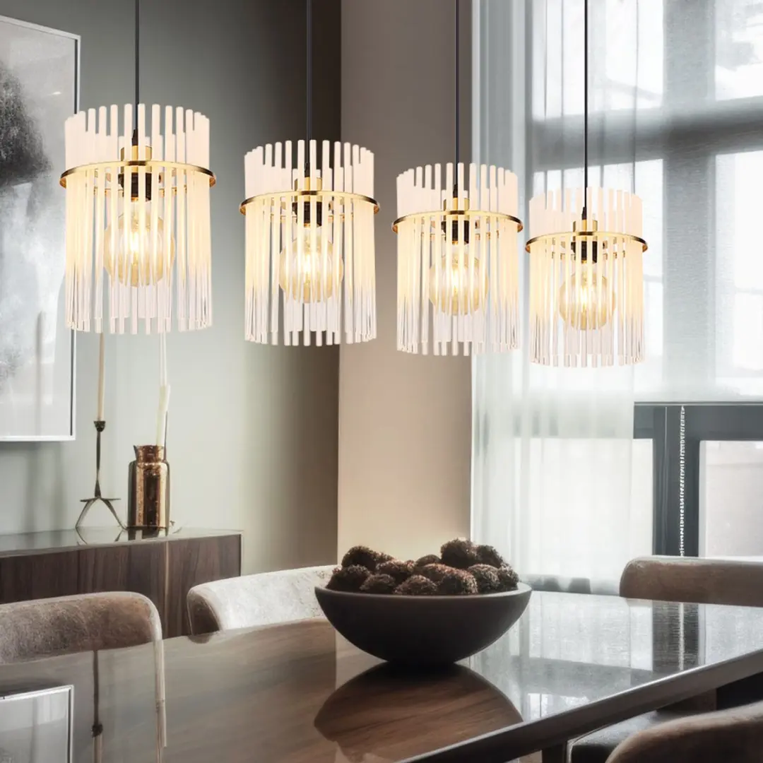 Hanglamp Glazen staven Eetkamerlamp Plafondlamp Woonkamerlamp goud, helder opaal