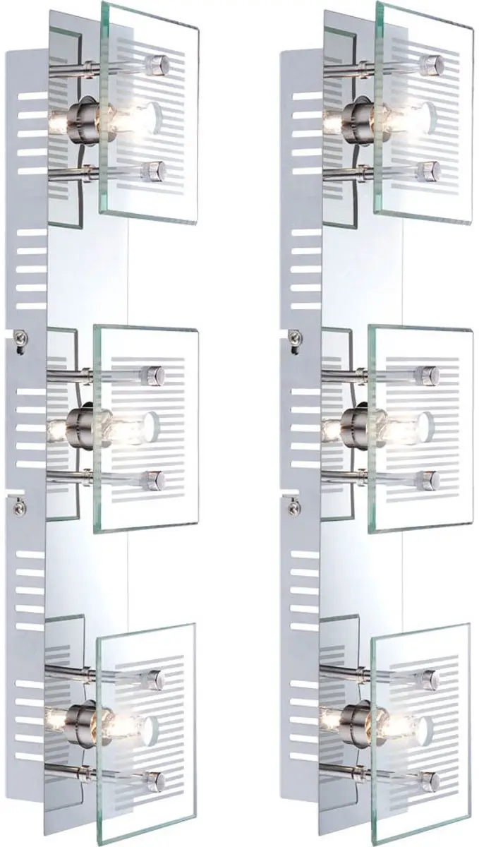 Wandlamp Wandlamp Woonkamerlamp Slaapkamerlamp, 3 vlammen, chroom glasplaat wit,