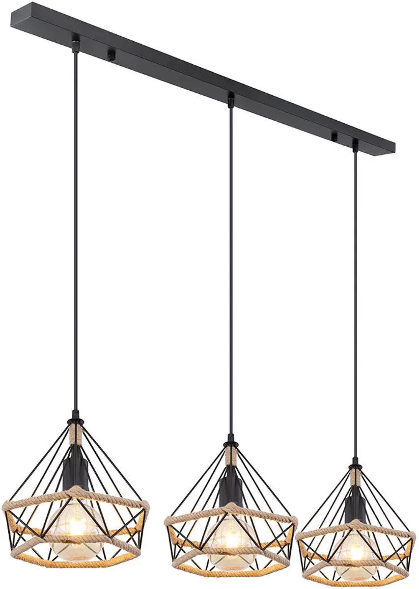 Hanglamp Hanglamp Plafondlamp Woonkamerlamp Eetkamerlamp, metaal zwart henneptou