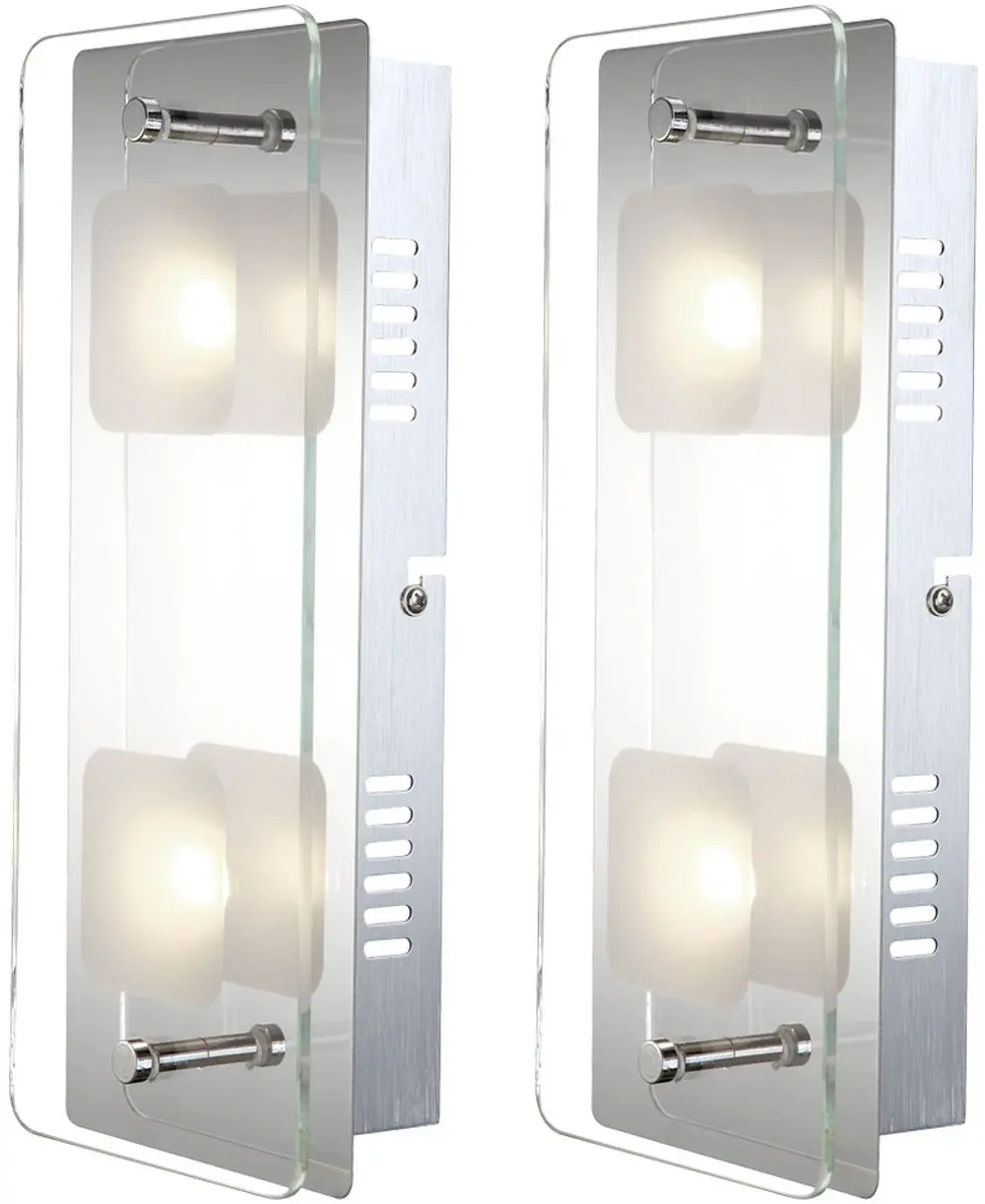 Wandlamp wandlamp hallamp woonkamerlamp schakelbaar slaapkamer, metaal glas, 2x