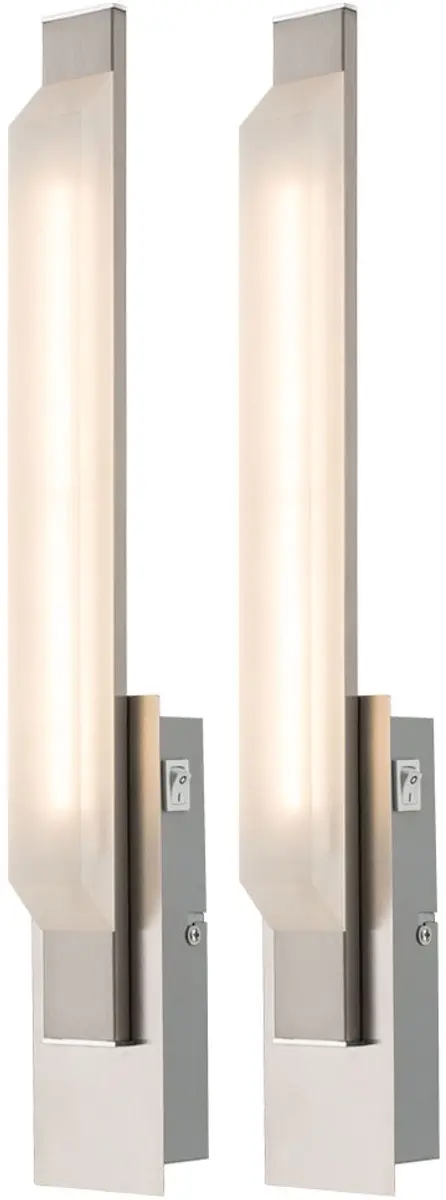 Wandlamp Glaslamp Ganglamp Woonkamer, chroom satijn nikkel mat glas, 1x LED 7,2