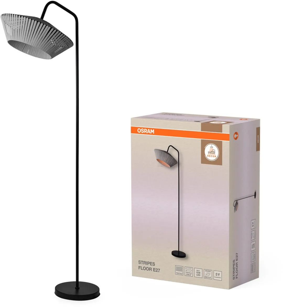Osram Decor Stripes Vloerlamp E27 - Donkergrijs
