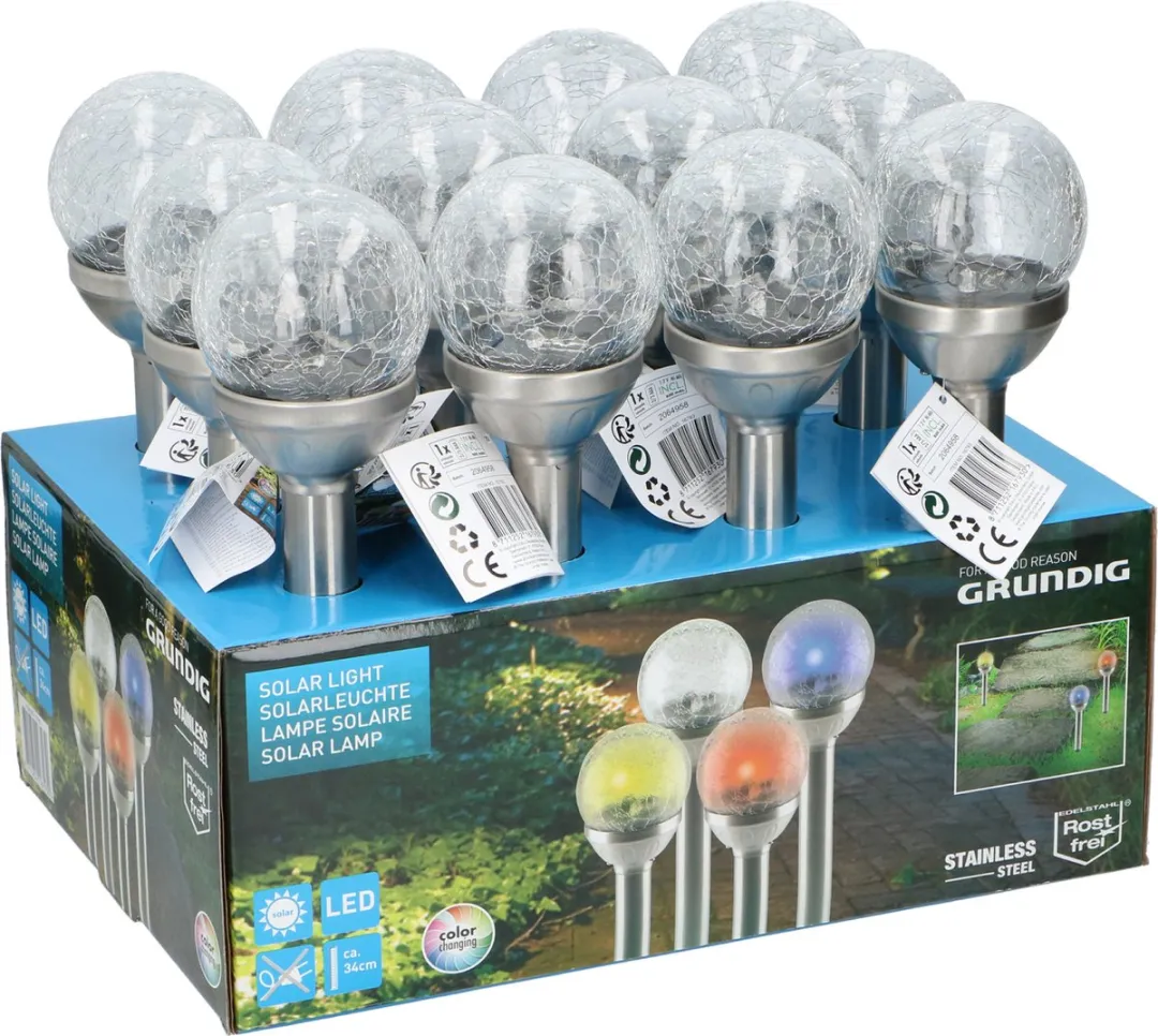 Grundig Solar Tuinlamp 5 Stuks - Zilver - Ø8cm