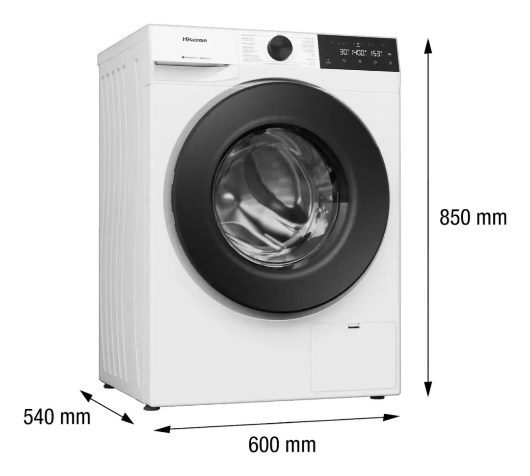 Hisense WF3E8063BWF Wasmachine - 8 kg - Wit - afbeelding 4 van 6