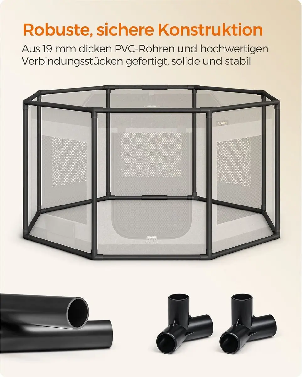 FEANDREA Puppyren Achthoekig 112x112x62cm - Grijs - afbeelding 2 van 4