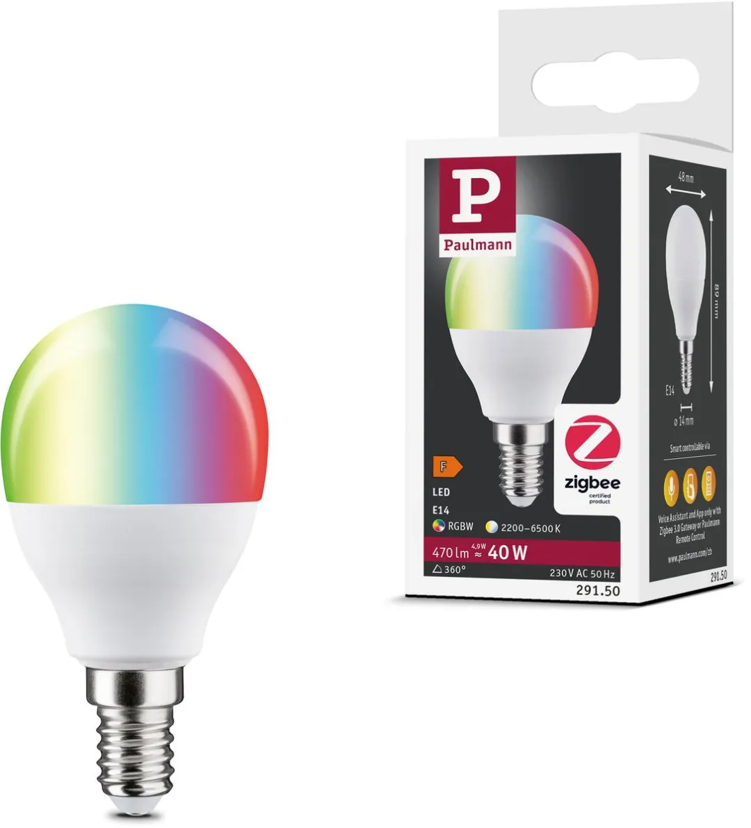 Paulmann Smart Home Zigbee 3.0 LED Kogellamp E14 5W RGBW+