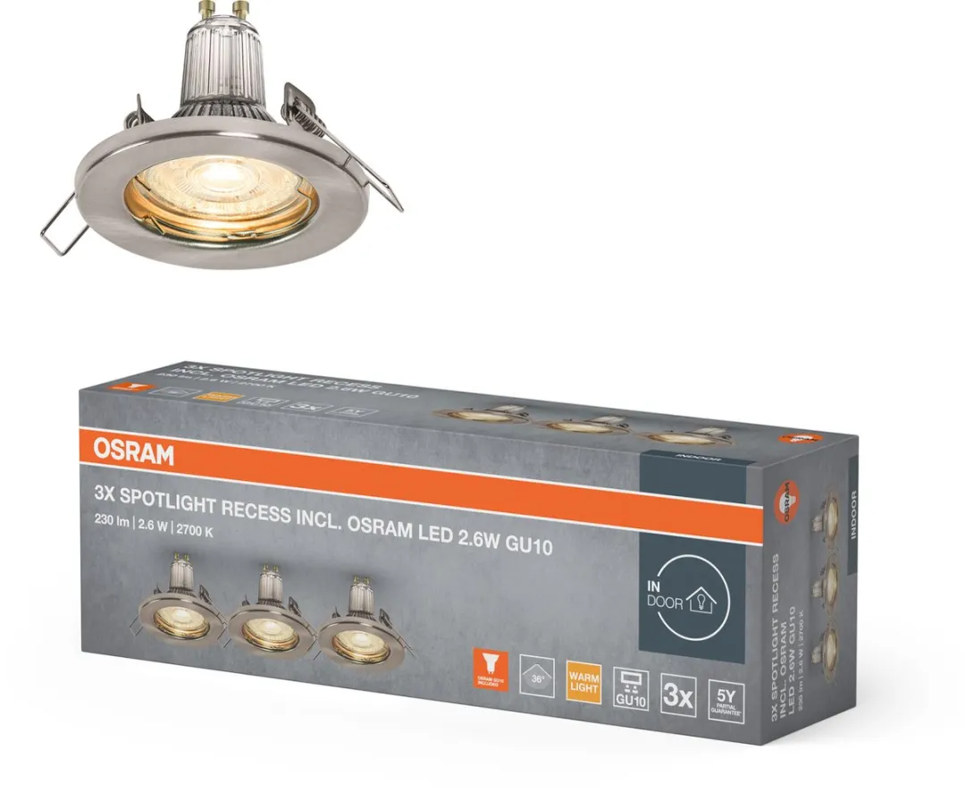 Osram Spotlight Plafond Inbouwset 3x2.6W GU10
