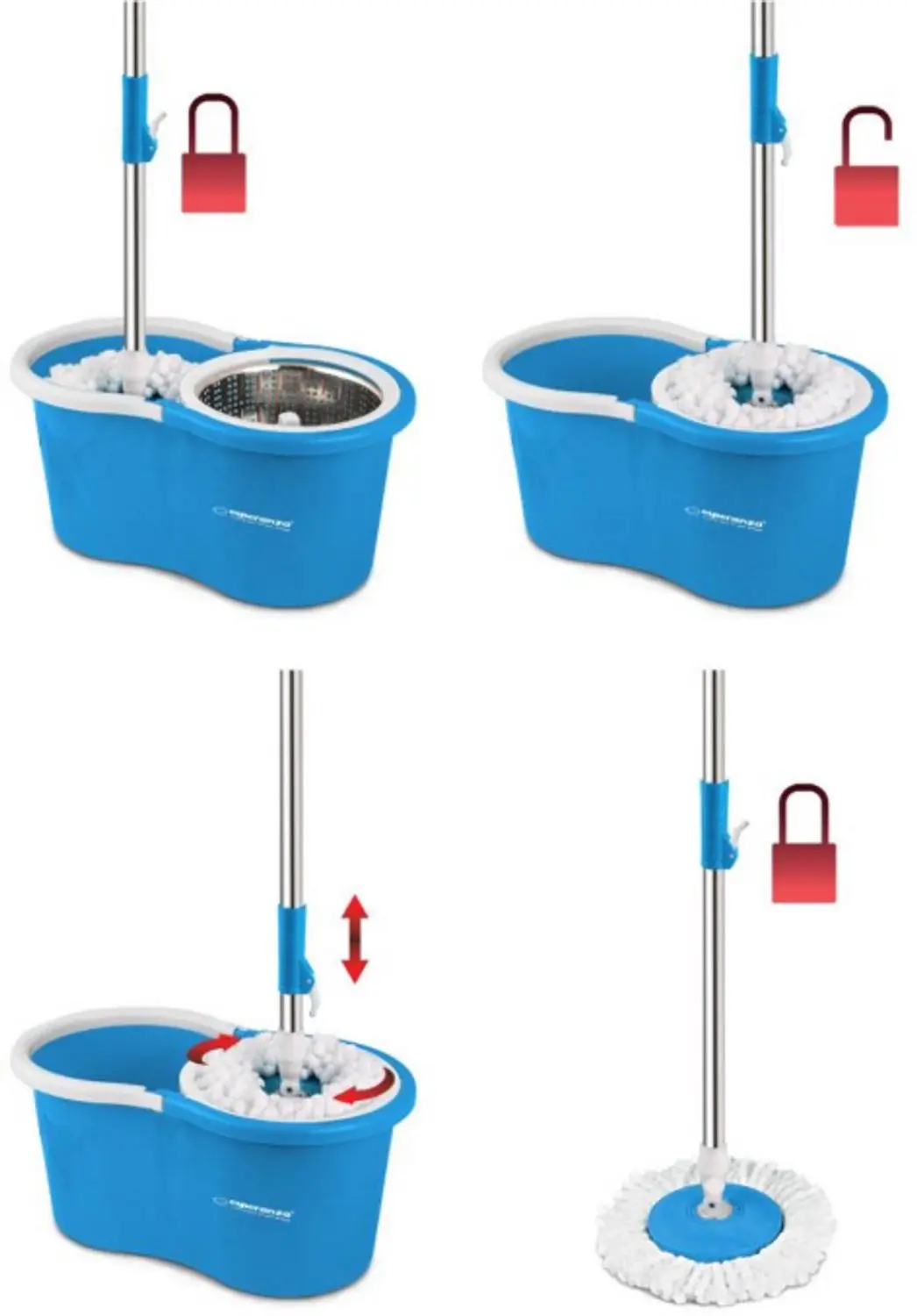 Esperanza EHS005SP3 Spin Mop Dweilset - 6L - Blauw - afbeelding 4 van 4