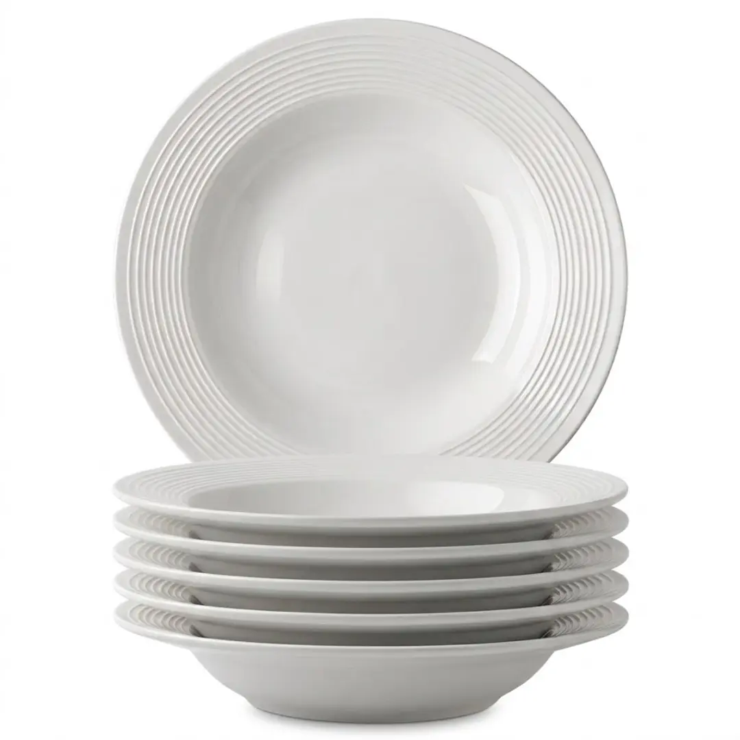 Witte diepe borden set 6 stuks
