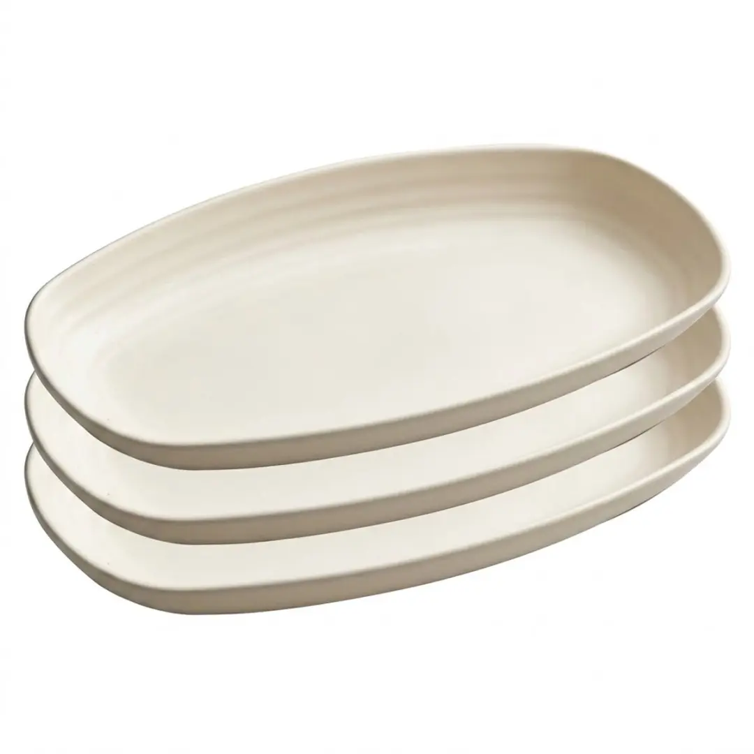 Crème pasta borden set 3 stuks