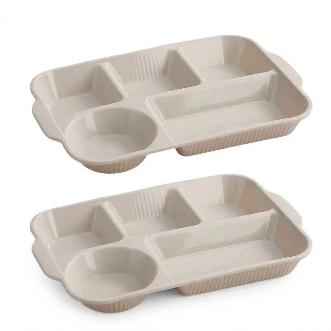 Beige kunststof gourmetborden 2 delige set