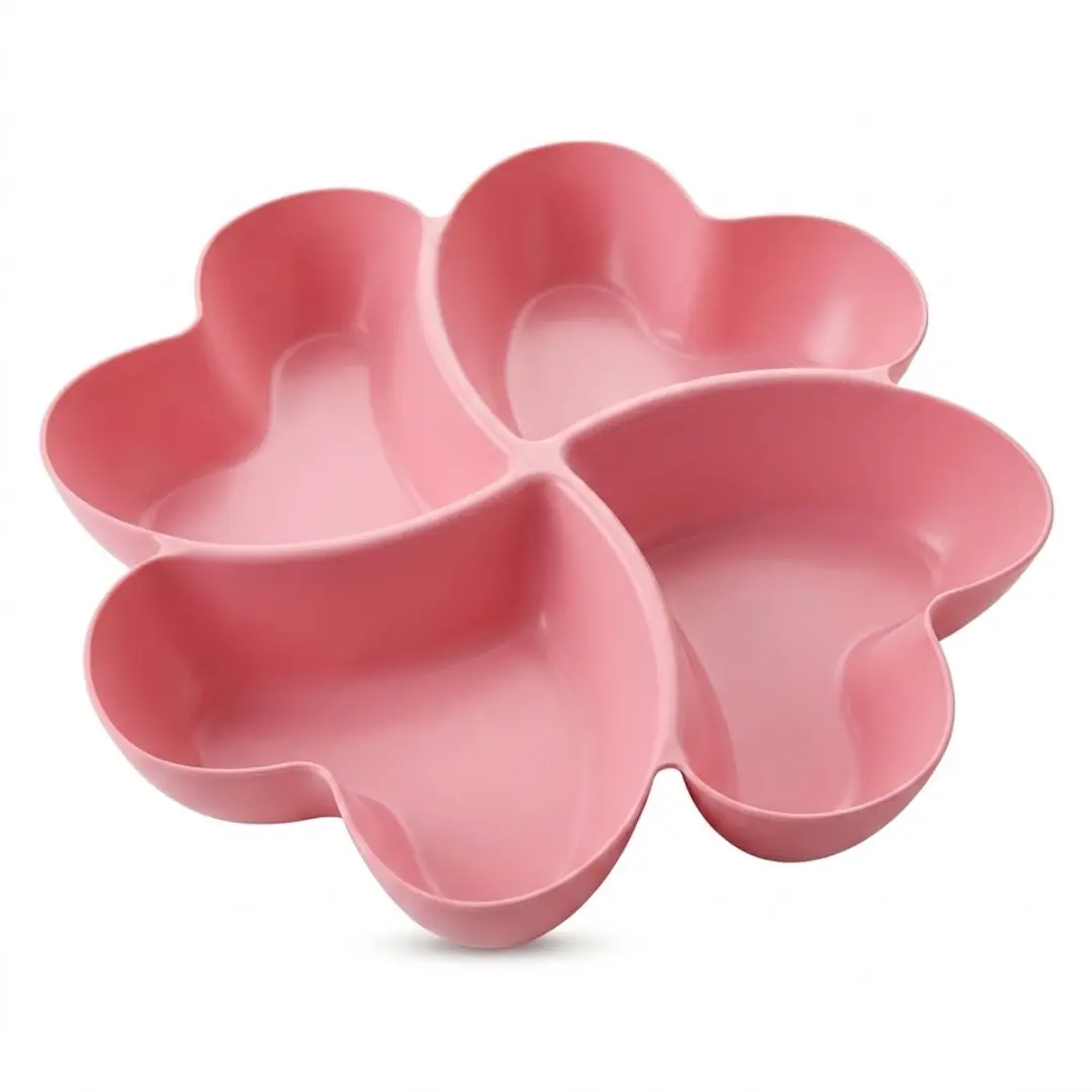 Roze snack schaal met 4 vakken