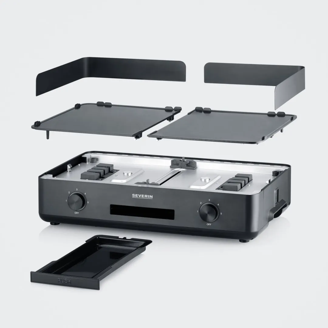 Severin PG 8569 Plancha BBQ Grill - 2200W - 2 Platen - Keramische coating