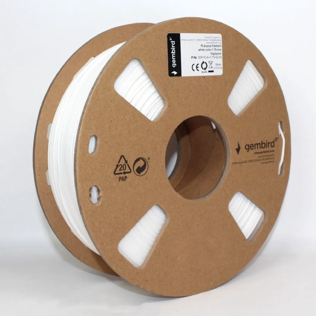 Gembird - PLA+ 1.75 Wit 1 kg - 3D Filament