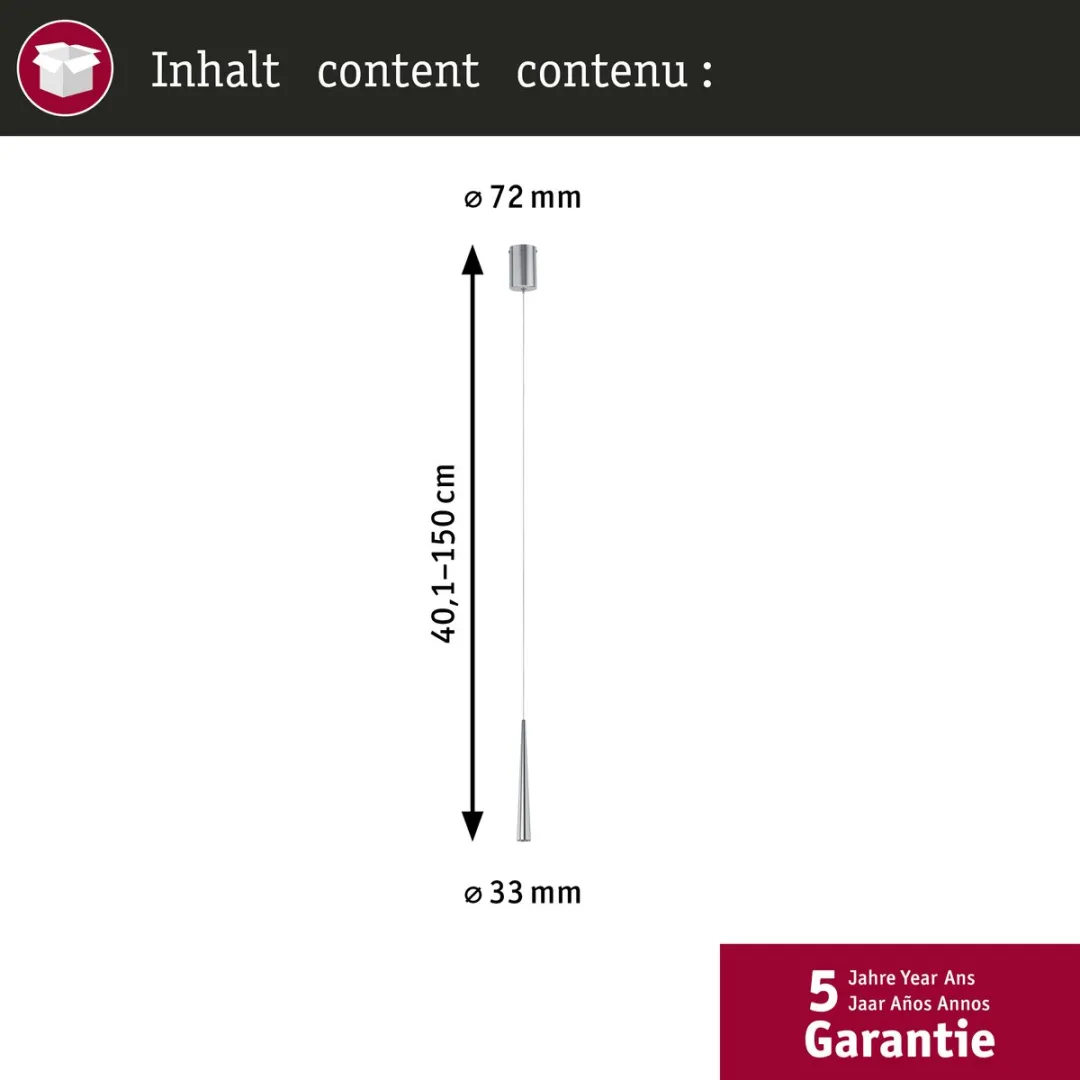 Paulmann LED-hanglamp Gutta 7W - 520lm - Alu geborsteld - afbeelding 6 van 6
