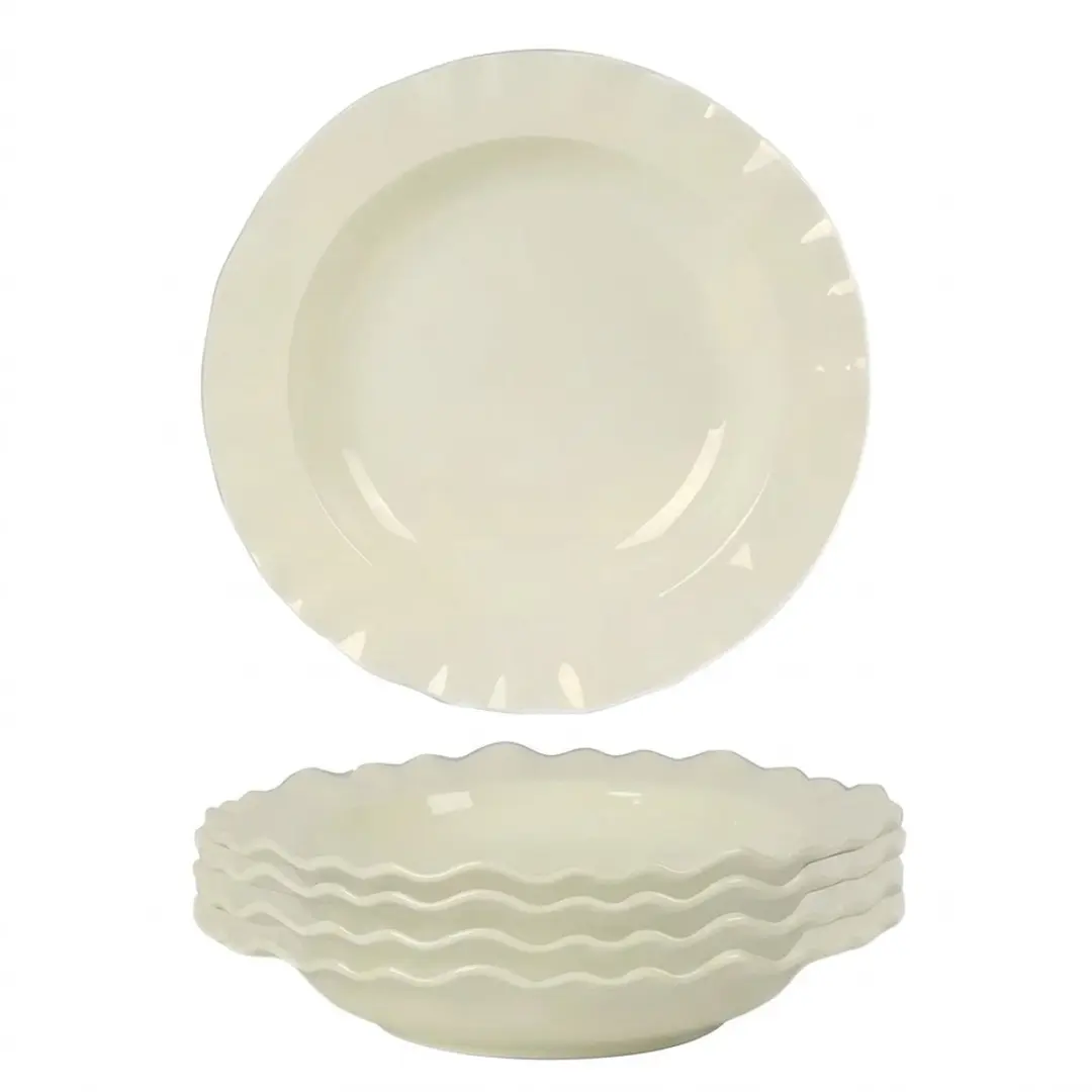 Crème diepe borden set 4 stuks